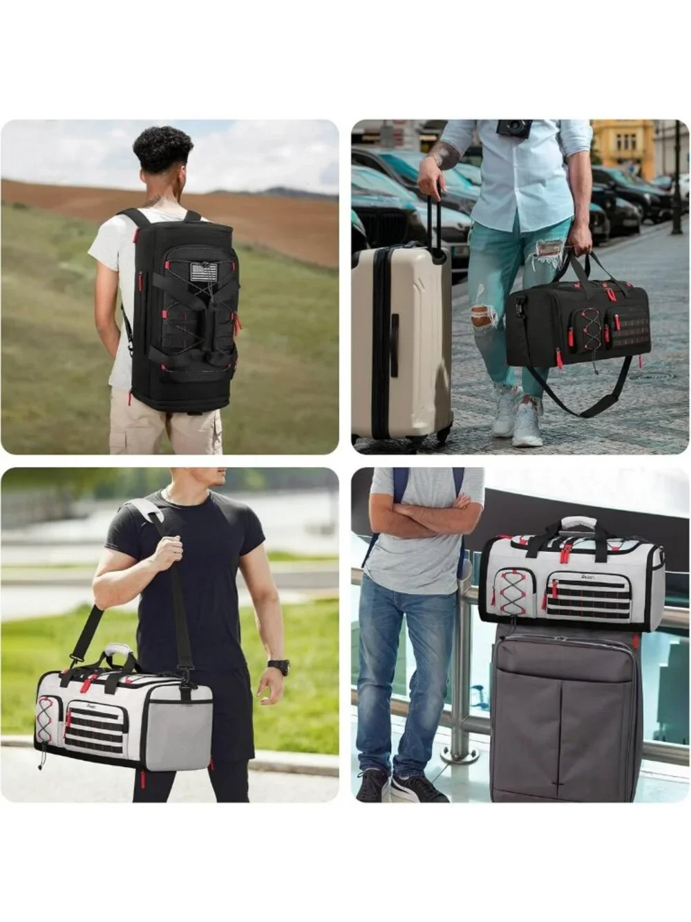 Expandable 45L-50L Sports Duffle Gym Bag for Men & Women - Versatile Travel Tote